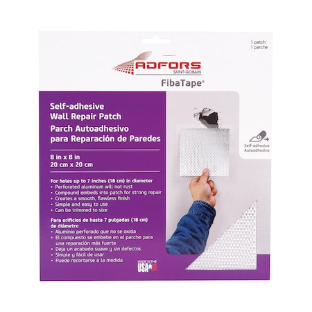 Adfors Saint-Gobain ADFORS FibaTape 8 in. L X 8 in. W Fiberglass Mesh White Self Adhesive Wall Repair Patch FDW6714-U